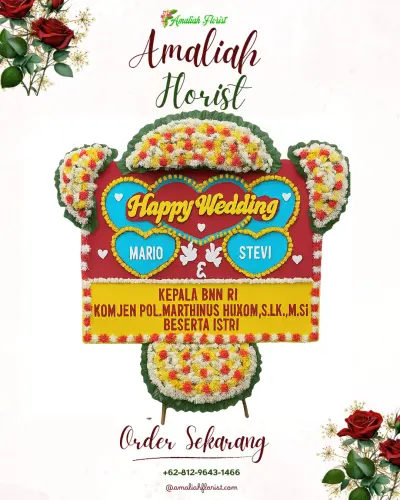 Karangan Papan Bunga Pernikahan di Alak